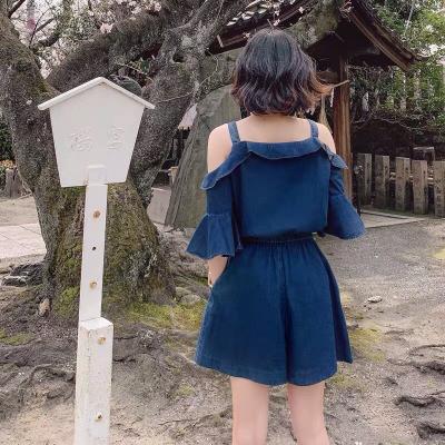 JUMSUIT JEAN ĐÙI TRỄ VAI TAY LOE - ND502